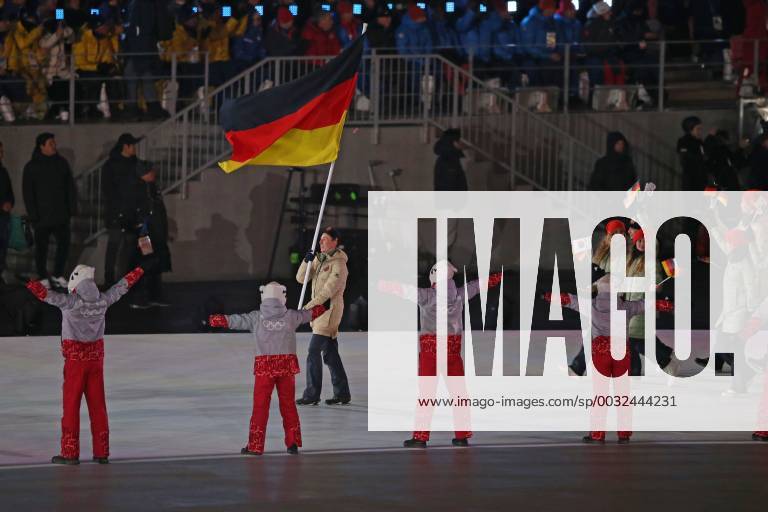 German team with Kurt Frenzel as flagbearer during opening ceremony of the 2018 Olympic Games in PyeongChang 09 02 2018