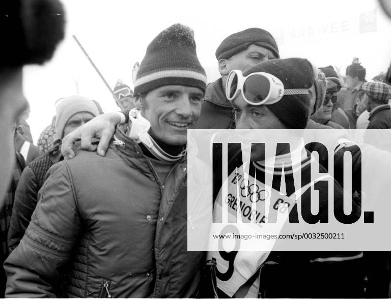 Olympic Winter Games 1968 in Grenoble left Jean Claude Killy France and Karl Schranz of Austria HM