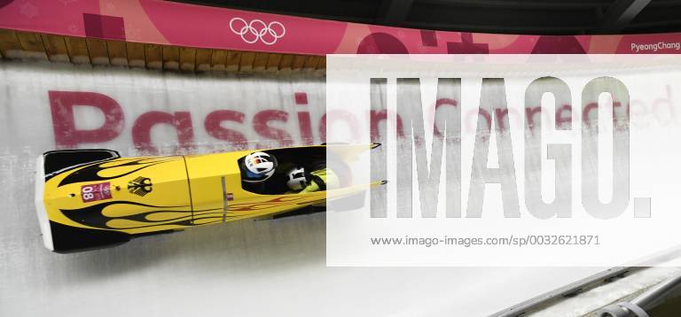 Pyeongchang, South Korea - The German team of STEPHANIE SCHNEIDER and ANNIKA DRAZEK on the track during Womens Bobsled Tuesday, February 20, 2018 at the Olympic Sliding Center at the Pyeongchang Winter Olympic Games Olympische Spiele Olympia OS This team is in third place going into Wednesdayâ€⠢s final runs. , ZUMA Press The Gazette PyeongChang 18: Bobsled Women - ZUMAr157 20180220_zap_r157_048