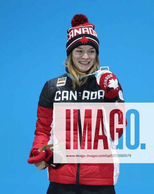 (180223) -- PYEONGCHANG, Feb. 23, 2018 -- Second-placed Canada s Kim Boutin poses for photos during medal ceremony of women s 1000m final of short track Speed skating Eisschnelllauf at the 2018 PyeongChang Winter Olympic Games Olympische Spiele Olympia OS at Medal Plaza, PyeongChang, South Korea, Feb. 23, 2018. ) (SP)OLY-SOUTH KOREA-PYEONGCHANG-SHORT TRACK-WOMEN S 1000M-MEDAL CEREMONY BaixXuefei