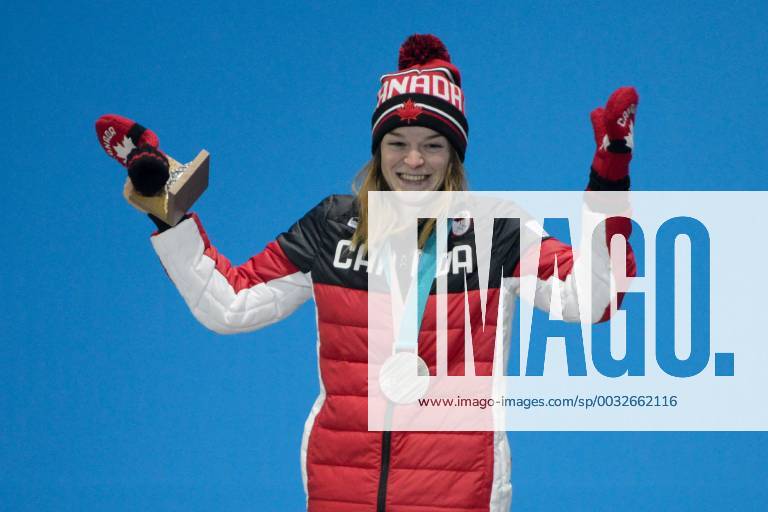 Pyeongchang, South Korea - KIM BOUTIN of Canada celebrates getting the silver medal in the Ladies 1000m short track Speed skating Eisschnelllauf event in the PyeongChang Olympic Games Olympische Spiele Olympia OS Pyeongchang 18: Medal Winners - ZUMAl132 20180223_zap_l132_030