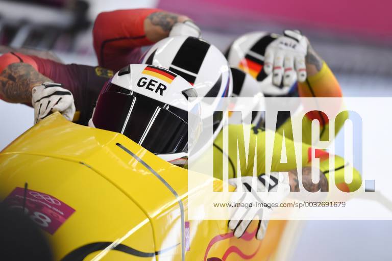 Bob Germany with WALTHER Nico KUSKE Kevin ROEDIGER Alexander FRANKE Eric Action Start pushing Bobsleigh Four Man Four-man Olympic Sliding Center on 25 02 2018 2018 Winter Olympics from 09 02 25 02 2018 in PyeongChang South Korea