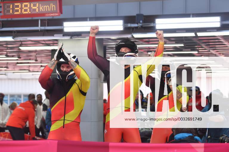 Bob Germany with WALTHER Nico KUSKE Kevin ROEDIGER Alexander FRANKE Eric Jubel Joy Enthusiasm for destination Bobsleigh Four Man Viererbob Olympic Sliding Center on 25 02 2018 2018 Winter Olympics from 09 02 25 02 2018 in PyeongChang South Korea