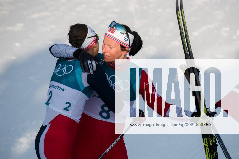 Marit Bjørgen of Norway Gold celebrating after the Womens Cross Country 30km Mass Start Classic during day sixteen of the 2018 Winter Olympics on February 21, 2018 in Pyeongchang Photo Jon Olav Nesvold BILDBYR N Code JE 160201