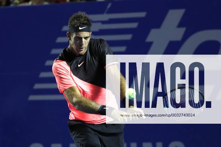 Argentinian tennis player Juan Martin del Potro in action against David Ferrer of Spain during the Mexico Tennis Open third round match in Acapulco, Mexico, 28 February 2018. Mexico Tennis Open !ACHTUNG: NUR REDAKTIONELLE NUTZUNG!
