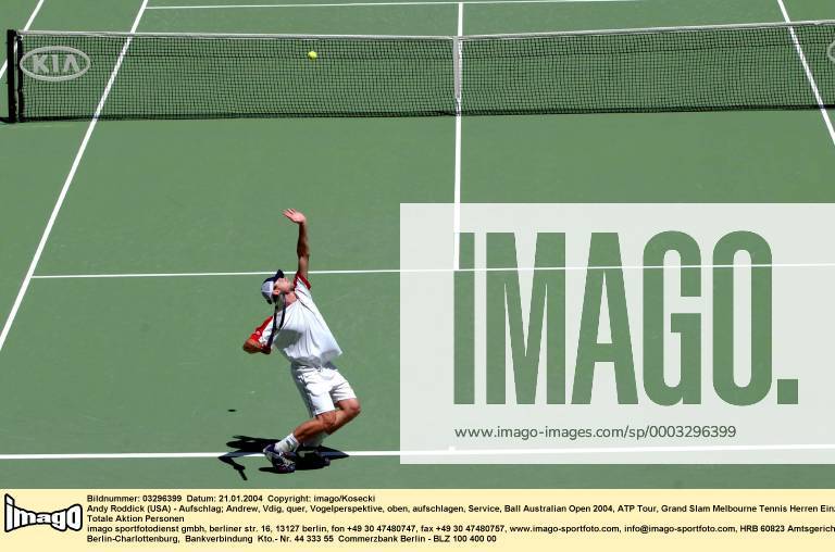 Andy Roddick (USA) - Aufschlag Tennis Herren Australian Open 2004, ATP Tour, Grand Slam Totale Melbourne Tennis Herren Australian Open 2004, ATP Tour, Grand Slam Totale Melbourne