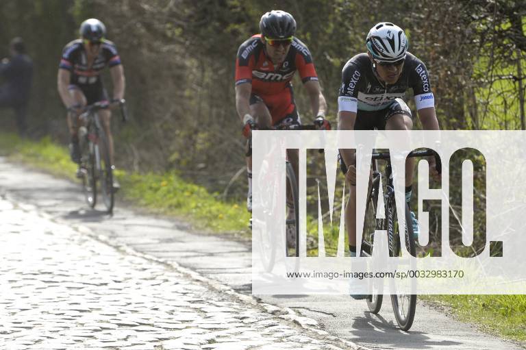 - ROUBAIX, FRANCE: German John Degenkolb of Team Giant-Alpecin, Belgian Greg Van Avermaet of BMC Racing Team and Belgian Yves Lampaert of team Etixx - Quick-Step pictured during the Paris-Roubaix one day cycling race, 253,5 km from Compiegne to the Velodrome in Roubaix, Sunday 12 April 2015. DIRKxWAEM x78205179x