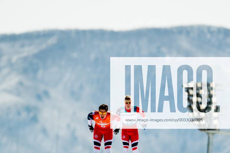 Eirik Bye of Norway competes with his guide Arvid Nelson in the mens 10 km visually impaired cross country skiing during day eight of the 2018 Winter Paralympics on March 17, 2018 in Pyeongchang Photo Vegard Wivestad Gray BILDBYR N Code VG 170134