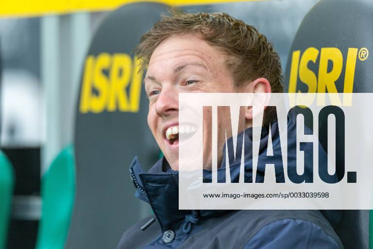 Head coach Julian Nagelsmann Hoffenheim laughs at the game Borussia Moenchengladbach vs TSG 1899 Hoffenheim Soccer 1 Bundesliga 17 03 2018 Moenchengladbach