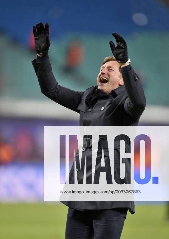Soccer 1 Liga 2017 2018 27 Round RB Leipzig FC Bayern Munich in the Red Bull Arena Leipzig Coach Ralph Hasenhüttl RB Leipzig cheers
