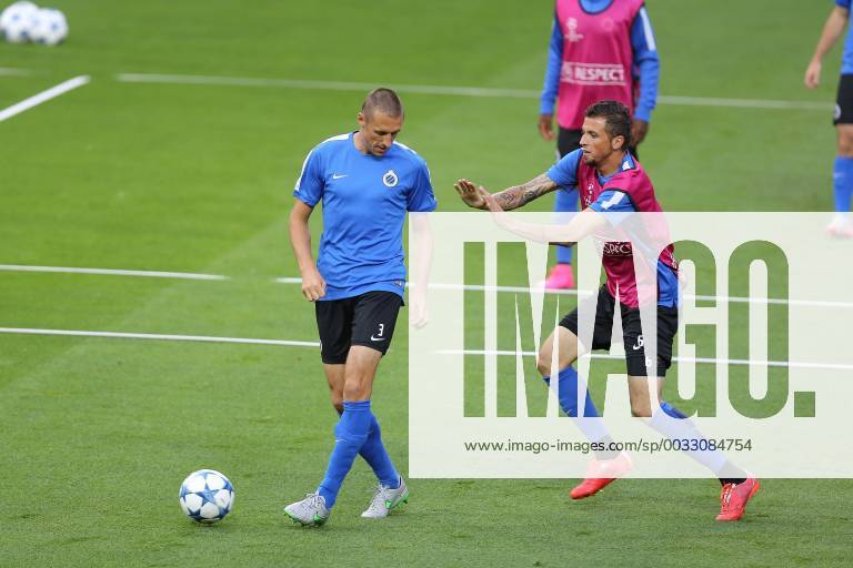 - MANCHESTER, UNITED KINGDOM: Club s Timmy Simons and Club s Claudemir Domingues De Souza fight for the ball during a training session of Belgian soccer team Club Brugge KV in Manchester, United Kingdom, Monday 17 August 2015. Tomorrow Club is playing British soccer club Manchester United ManU FC, the first leg game of the play-offs for the UEFA Champions League competition. BRUNOxFAHY x84299614x