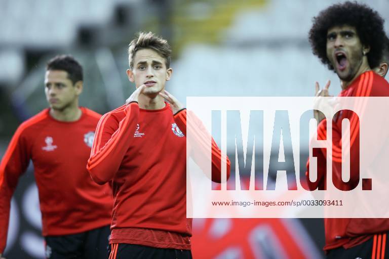 - BRUGGE, BELGIUM: Manchester s Adnan Januzaj and Manchester s Marouane Fellaini pictured during a training session of British soccer club Manchester United ManU in Brugge, Tuesday 25 August 2015. Tomorrow Belgian first league soccer team Club Brugge will play the return game of the play-offs of the Uefa Champions League competition against British soccer club Manchester United FC. Manchester United won the first leg 3-1. BRUNOxFAHY x84611417x