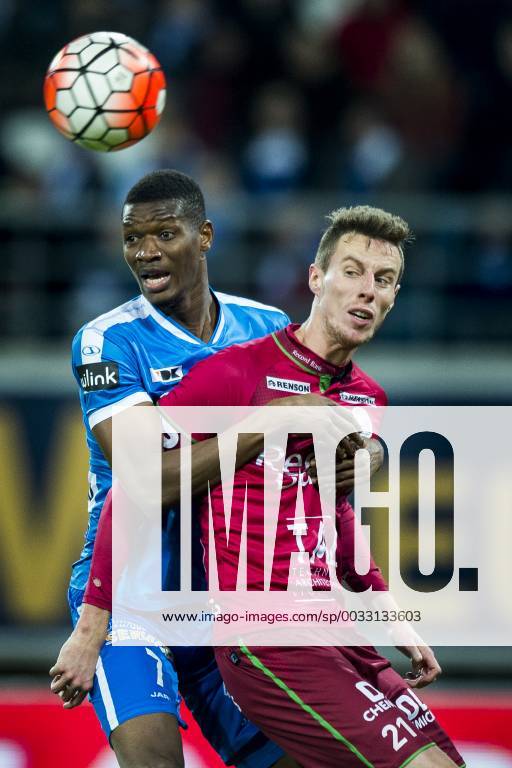 - GENT, BELGIUM: Gent s Kalifa Coulibaly and Essevee s Bruno Godeau fight for the ball during the Jupiler Pro League match between KAA Gent and SV Zulte Waregem, in Gent, Friday 04 December 2015, on the 18th day of the Belgian soccer championship. JASPERxJACOBS x87948658x