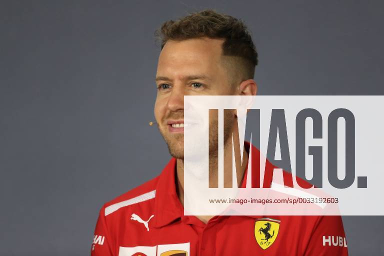 22nd March 2018, Melbourne Grand Prix Circuit, Melbourne, Australia; Melbourne Formula One Grand Prix, Arrivals and press conference PK Pressekonferenz Scuderia Ferrari, Sebastian Vettel ActionPlus12003689