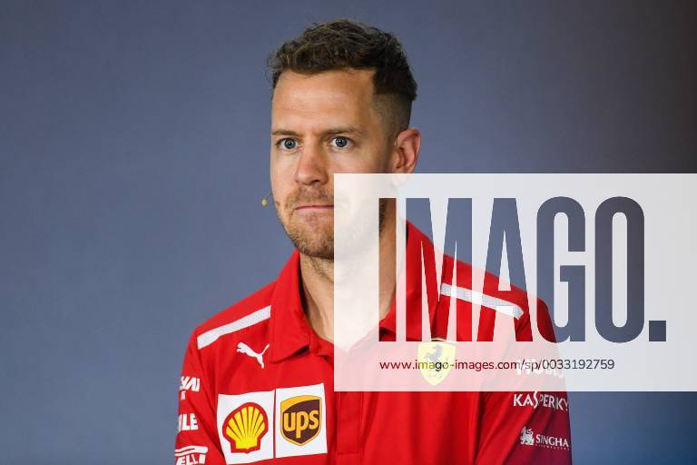 22nd March 2018, Melbourne Grand Prix Circuit, Melbourne, Australia; Melbourne Formula One Grand Prix, Arrivals and press conference PK Pressekonferenz Sebastian Vettel (Germany) of Ferrari speaks during a press conference ActionPlus12003704