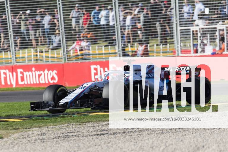 23rd March 2018, Melbourne Grand Prix Circuit, Melbourne, Australia; Melbourne Formula One Grand Prix, Friday free practice; The number 18 Williams Martini driven by Lance Stroll ActionPlus12004207