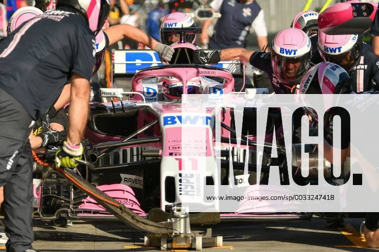 Sergio Perez (MEX) 11 from the Sahara Force India F1 team practising a pit stop during practice session two at the 2018 Australian Formula One Grand Prix at Albert Park, Melbourne, Australia. Cal Media Formula One 2018: Australia - Practice 2 - ZUMAc04_ 20180323_zaf_c04_044