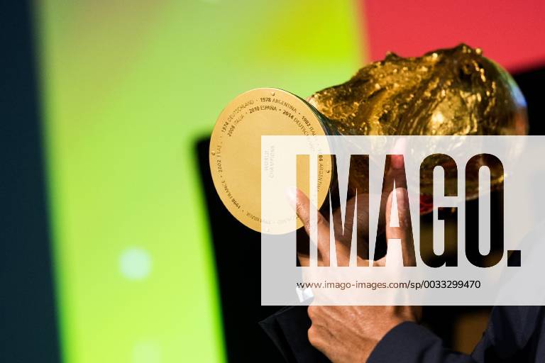 Christian Karembeu former football player and World Cup winner presents the World Cup Trophy during the FIFA World Cup Trophy Tour on March 24, 2018 in Oslo Photo Jon Olav Nesvold BILDBYR N Code JE 160228