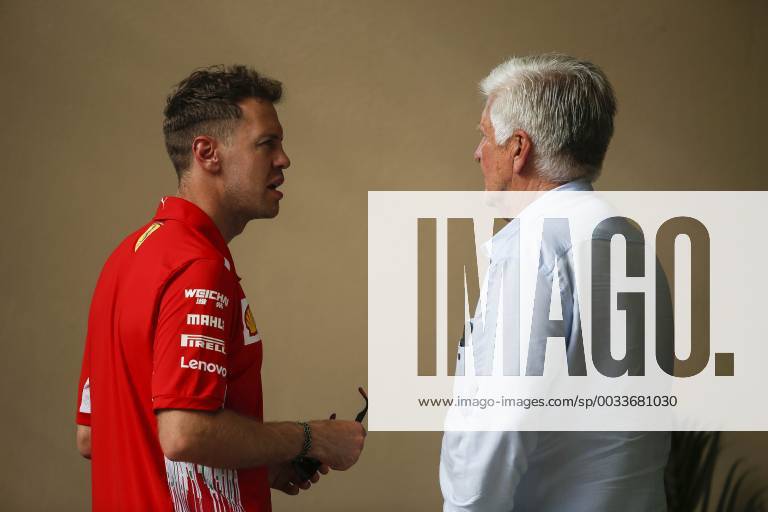 Sebastian Vettel of Scuderia Ferrari is seen during preparations of the Bahrain Formula One Grand Prix at the Bahrain International Circuit in Sakhir, Bahrain on 5 April 2018.