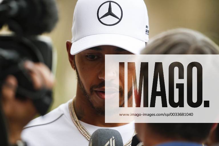 Lewis Hamilton of Mercedes AMG Petronas Motorsport is seen during preparations of the Bahrain Formula One Grand Prix at the Bahrain International Circuit in Sakhir, Bahrain on 5 April 2018.