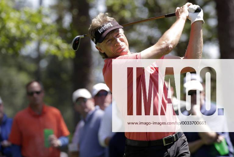 - SPORT Bernhard Langer of German hits his tee shot on the 4th hole in the 1st round of the 2018 Masters Tournament at the Augusta National Golf Club in Augusta, Georgia, on April 5, 2018. AUG20180405148 JOHNxANGELILLO