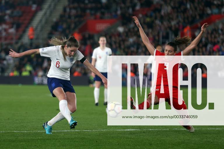 England Women v Wales Women 2019 FIFA Womens World Cup Qualifier Abbie McManus of England has a shot on goal during the 2019 FIFA Womens World Cup Qualifying match at the St Mary s Stadium, Southampton Content Not Available For UK Newspapers