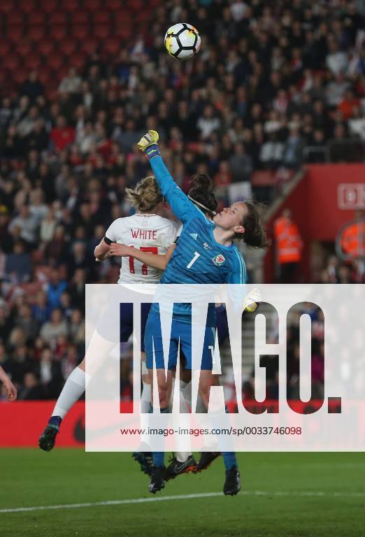 England Women v Wales Women 2019 FIFA Womens World Cup Qualifier Laura O Sullivan of Wales punches clear ahead of Ellen White of England during the 2019 FIFA Womens World Cup Qualifying match at the St Mary s Stadium, Southampton Content Not Available For UK Newspapers
