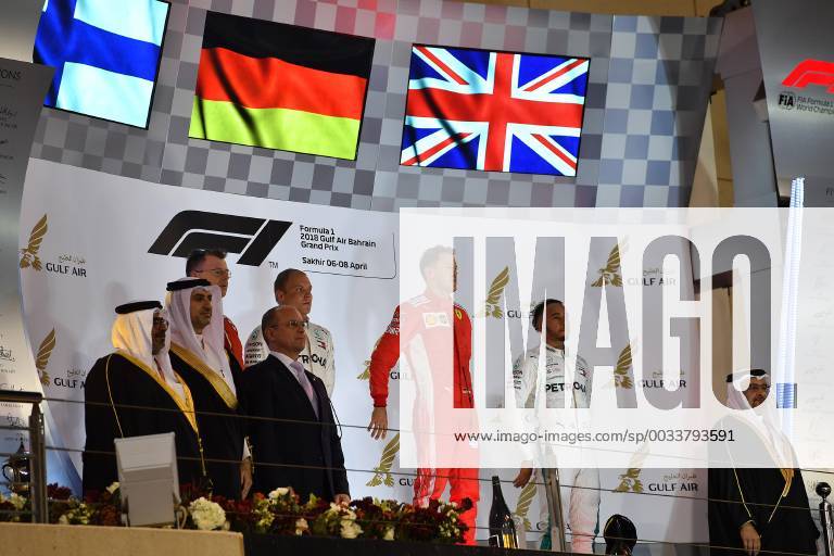 Podium formula 1 GP Bahrain in Manama Shakir 08 04 2018 Photo mspb Jerry Andre Podium formula 1 GP Bahrain 2018