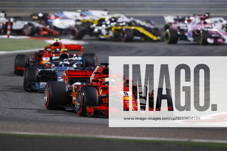 - SPORT Start of the race. VETTEL Sebastian (ger), Scuderia Ferrari SF71H, BOTTAS Valtteri (fin), Mercedes AMG F1 Petronas GP W09 Hybrid EQ Power+, RAIKKONEN Kimi (fin), Scuderia Ferrari SF71H, action during 2018 Formula 1 FIA World Championship WM Weltmeisterschaft Bahrain Grand Prix, Sakhir Bahrain