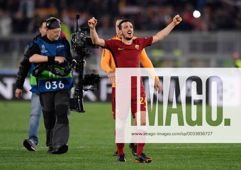 FUSSBALL CHAMPIONS LEAGUE SAISON 2017 2018 VIERTELFINALE RUECKSPIEL AS Rom - FC Barcelona Barca 10.04.2018 SCHLUSSJUBEL AS Rom; Alessandro Florenzi