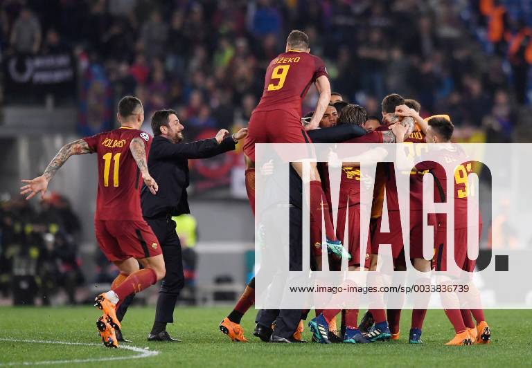 FUSSBALL CHAMPIONS LEAGUE SAISON 2017 2018 VIERTELFINALE RUECKSPIEL AS Rom - FC Barcelona Barca 10.04.2018 SCHLUSSJUBEL Team AS Rom
