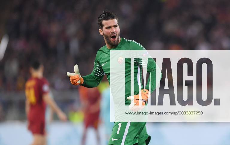 FUSSBALL CHAMPIONS LEAGUE SAISON 2017 2018 VIERTELFINALE RUECKSPIEL AS Rom - FC Barcelona Barca 10.04.2018 JUBEL Torwart Alisson Becker (AS Rom)