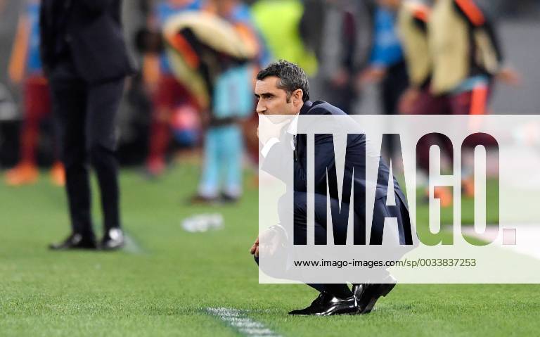 FUSSBALL CHAMPIONS LEAGUE SAISON 2017 2018 VIERTELFINALE RUECKSPIEL AS Rom - FC Barcelona Barca 10.04.2018 Trainer Ernesto Valverde (Barca) enttaeuscht