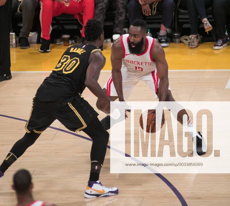 Los Angeles, California, U.S - James Harden 13 of the Los Angeles Lakers with the ball during their NBA Basketball Herren USA game with the Houston Rockets on Tuesday April 10, 2018 at Staples Center in Los Angeles, California. Lakers lose to Rockets, 105-99. Lakers lose to Rockets, 105-99 - ZUMAp124 20180410_zaa_p124_512