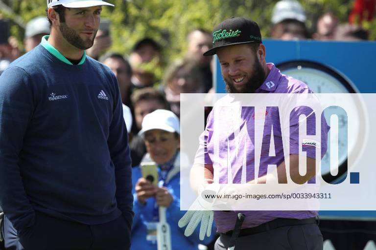 British Andrew Johnston (R) and Spanish Jon Rahm (L) during the second day of the Spain Open 2018 91st edition, at the Golf National Center in Madrid, Spain, 13 April 2018. The event is held from April 12 to 15 2018. Spain Open 2018 !ACHTUNG: NUR REDAKTIONELLE NUTZUNG!