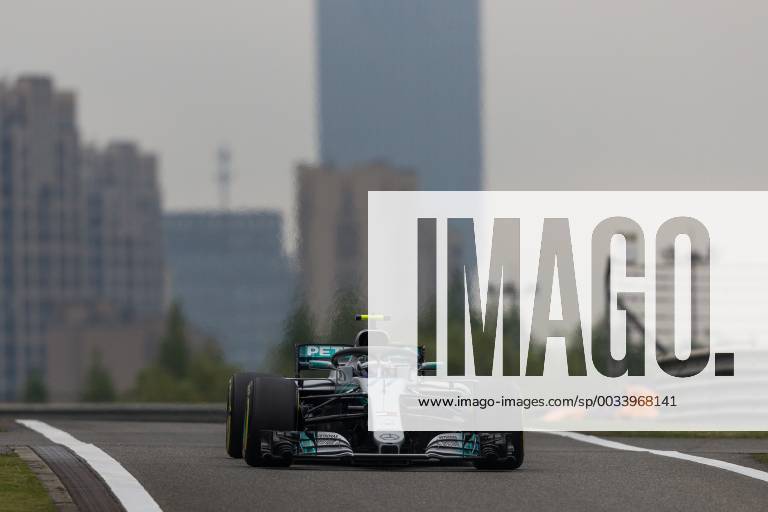 Valtteri Bottas Mercedes AMG Petronas Formula One team with his car on the track Grand Prix of China 2018 race Motorsport Formula 1 14 04 2018 Shanghai