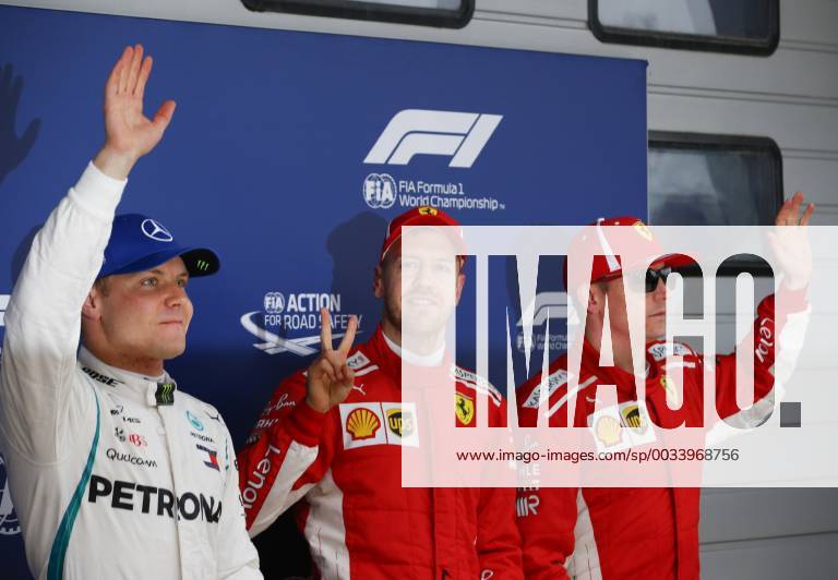 Shanghai: Motorsports: Formula 1 2018 Heineken Chinese Grand Prix Chinese Formula One Grand Prix Shanghai Circuit April 08, 2018 in Shanghai, China. , 5 Sebastian Vettel (GER, Scuderia Ferrari) 7 Kimi Raikkonen (FIN, Scuderia Ferrari), 77 Valtteri Bottas (FIN, Mercedes AMG Petronas), Shanghai China