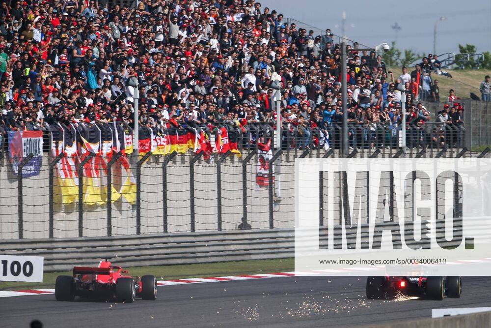 05 VETTEL Sebastian (ger), Scuderia Ferrari SF71H, 03 RICCIARDO Daniel (aus), Aston Martin Red Bull Tag Heuer RB14, action during 2018 Formula 1 FIA World Championship WM Weltmeisterschaft China Grand Prix, at Shanghai from April 12 to 15 Shanghai China