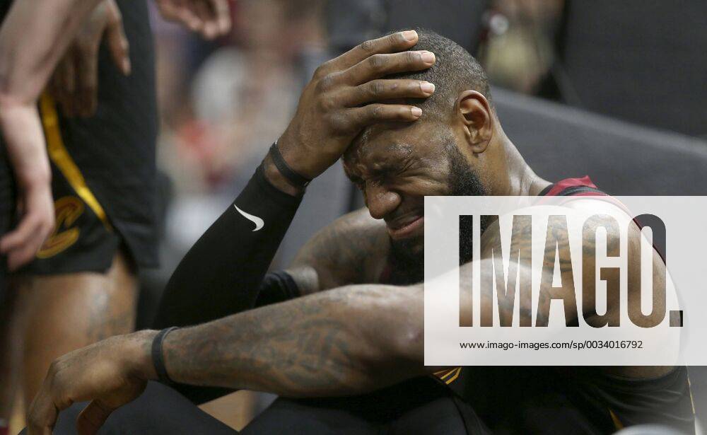 - SPORT April 15, 2018 - Cleveland, OH, USA - Cleveland Cavaliers LeBron James winces after a third quarter foul by Indiana Pacers Lance Stephenson in an Eastern Conference first round game on Sunday, April 15, 2018 at Quicken Loans Arena in Cleveland, Ohio. Indiana Pacers vs. Cleveland Cavaliers - ZUMAm67_ 20180415_zaf_m67_017