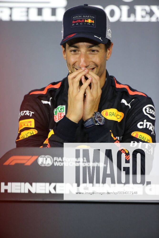 - SPORT Australian F1 driver Daniel Ricciardo of Red Bull Racing reacts during the press conference PK Pressekonferenz after winning the 2018 Formula One Chinese Grand Prix at the Shanghai International Circuit in Shanghai, China, 15 April 2018. Red Bull driver Daniel Ricciardo yanked off his right shoe, poured champagne into it as he stood on the podium, and then drank up to his unlikely victory in Sunday s Chinese Grand Prix. The Australian started from the third row, but took advantage when the safety car came out on the 31st lap to allow him to get fresh, soft tires when the other leaders were running on worn rubber and couldn t get in quickly to change. Red Bull s Daniel Ricciardo wins Chinese Grand Prix; 6th career win 20180415_08670