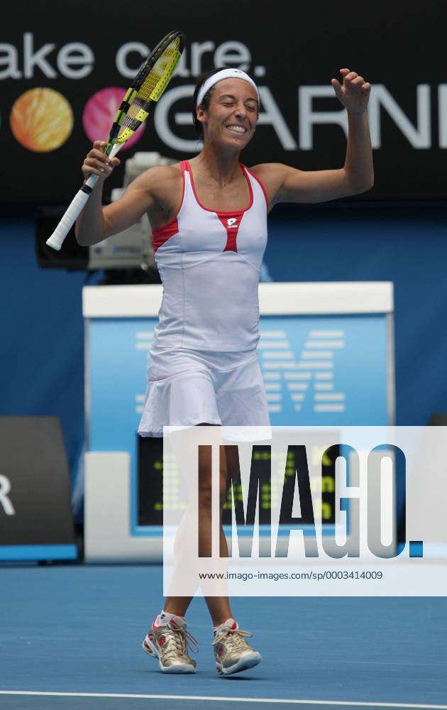 Francesca Schiavone (Italien) - Jubel Tennis Damen Australian Open 2008, Grand Slam, WTA Tour Einzelbild Melbourne Freude, Tennis Damen Australian Open 2008, Grand Slam, WTA Tour Einzelbild Melbourne Freude,