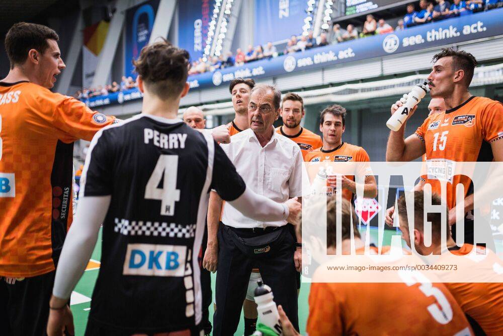 Friedrichshafen Germany 26 04 2018 Manager Stelian Moculescu BR Volleys at Playoff Final Game 1 of the Volleyball Bundesliga between VfB Friedrichshafen and the Berlin Recycling Volleys