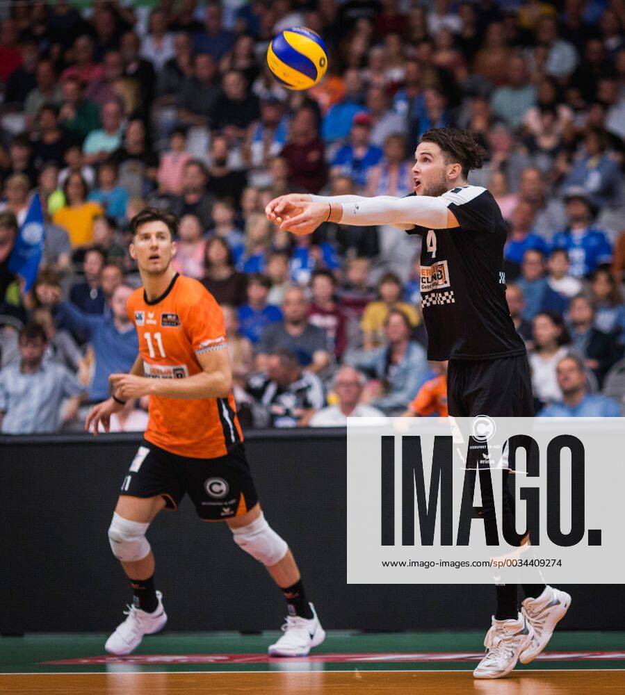 Friedrichshafen Germany 26 04 2018 Luke Perry BR Volleys 4 at Playoff Final Game 1 of the Volleyball Bundesliga between VfB Friedrichshafen and the Berlin Recycling Volleys