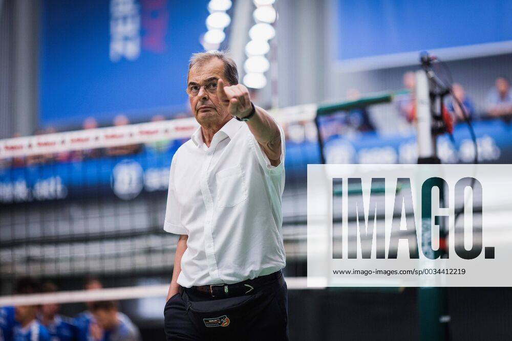 Friedrichshafen Germany 26 04 2018 Manager Stelian Moculescu BR Volleys at Playoff Final Game 1 of the Volleyball Bundesliga between VfB Friedrichshafen and the Berlin Recycling Volleys