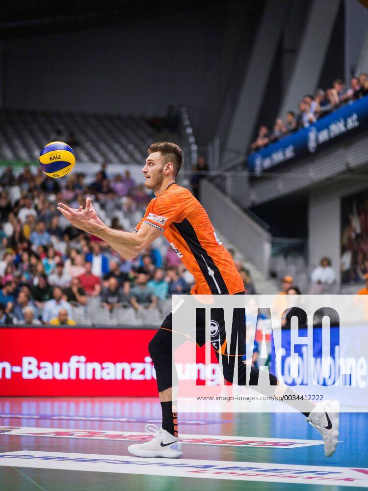 Friedrichshafen Germany 26 04 2018 Aleksandar Okolic BR Volleys 1 at Playoff Final Game 1 of the Volleyball Bundesliga between VfB Friedrichshafen and the Berlin Recycling Volleys