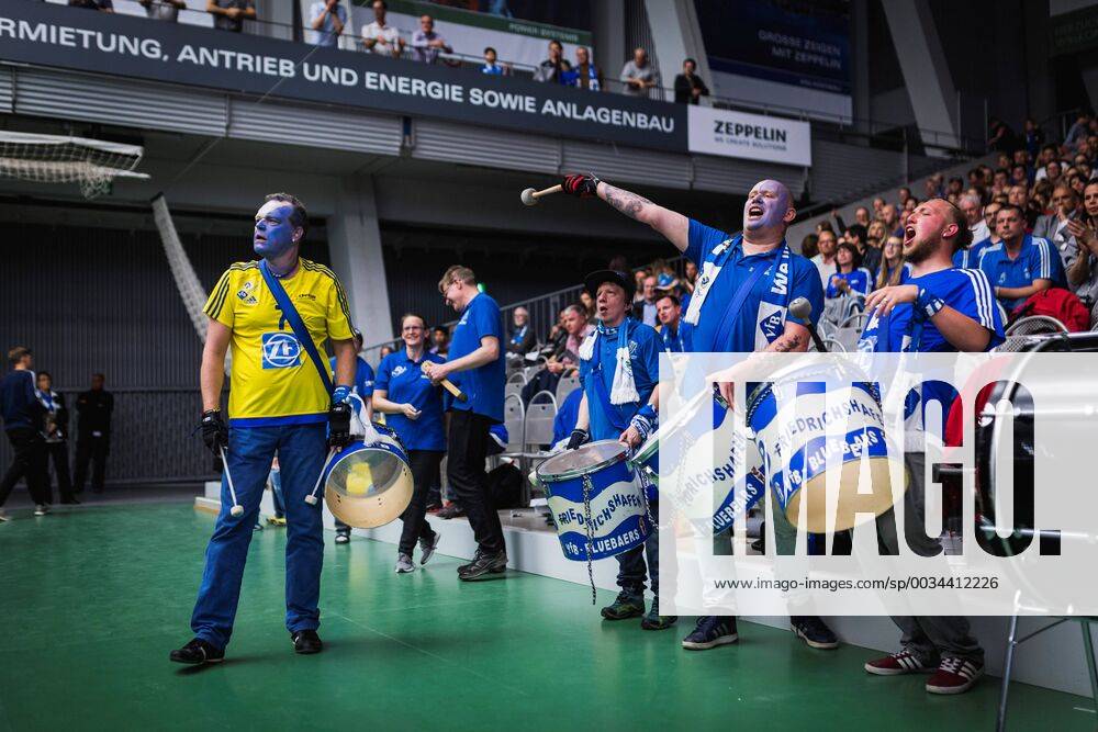 Friedrichshafen Germany 26 04 2018 Friedrichshafen fans at the Playoff Final Game 1 of the Volleyball Bundesliga between VfB Friedrichshafen and the Berlin Recycling Volleys