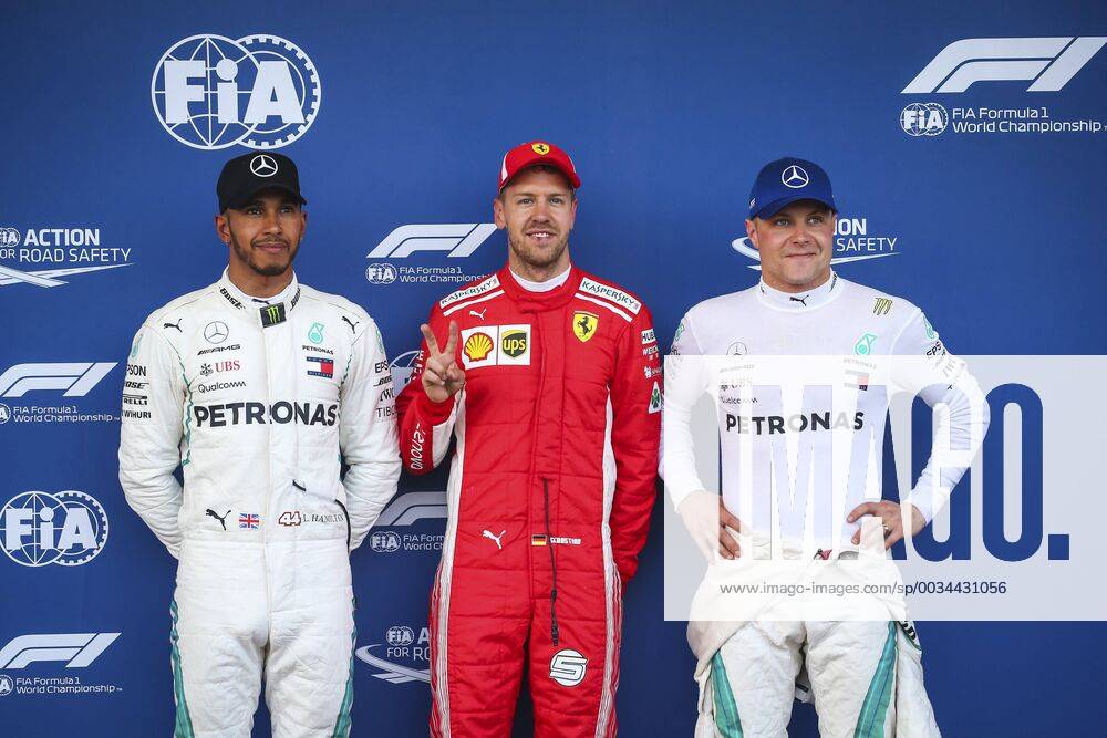 Motorsports: World Championship WM Weltmeisterschaft 2018; Grand Prix Azerbaijan, Grand Prix of Europe, Formula 1 2018 Azerbaijan Grand Prix, 77 Valtteri Bottas (FIN, Mercedes AMG Petronas), 44 Lewis Hamilton (GBR, Mercedes AMG Petronas F1 Team), , 5 Sebastian Vettel (GER, Scuderia Ferrari) Baku Azerbaijan