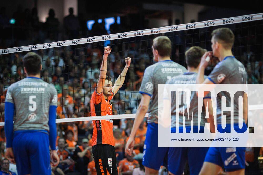 Berlin Germany 29 04 2018 Aleksandar Okolic BR Volleys 1 at Playoff Final Game 2 of the Volleyball Bundesliga between Berlin Recycling Volleys and VfB Friedrichshafen
