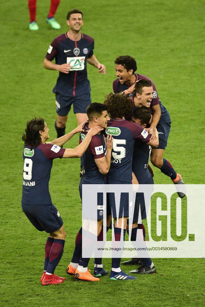 Joie des joueurs du PSG apres le but de LO CELSO Giovani (PSG) FOOTBALL : Les herbiers vs PSG - Finale de la Coupe de France - St Denis - 08 05 2018 JBAutissier Panoramic