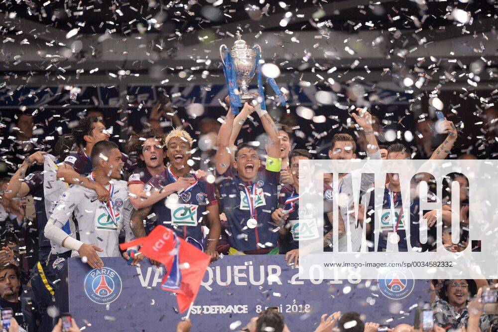 - SPORT 16 ALPHONSE AREOLA (PSG) - 25 ADRIEN RABIOT (PSG) - 03 PRESNEL KIMPEMBE (PSG) - 02 THIAGO SILVA (PSG) - 11 ANGEL DI MARIA (PSG) - 18 GIOVANI LO CELSO (PSG) - JOIE - TROPHEE FOOTBALL : Les Herbiers vs Paris SG - Coupe de France - Finale - 08 05 2018 AnthonyBIBARD FEP Panoramic